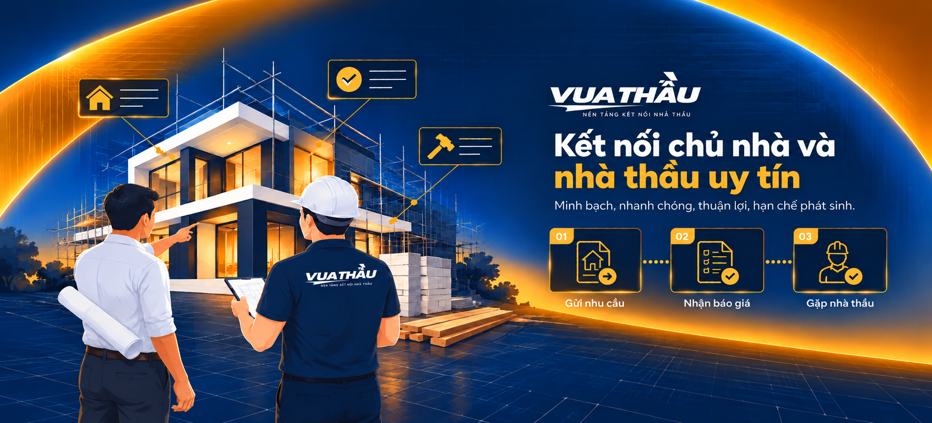Vua Thầu – Kết nối chủ nhà và nhà thầu uy tín. Gửi nhu cầu, nhận báo giá, gặp nhà thầu.